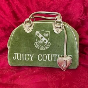 Juicy Couture Velour Bowler Bag with Gold Tone Hardware